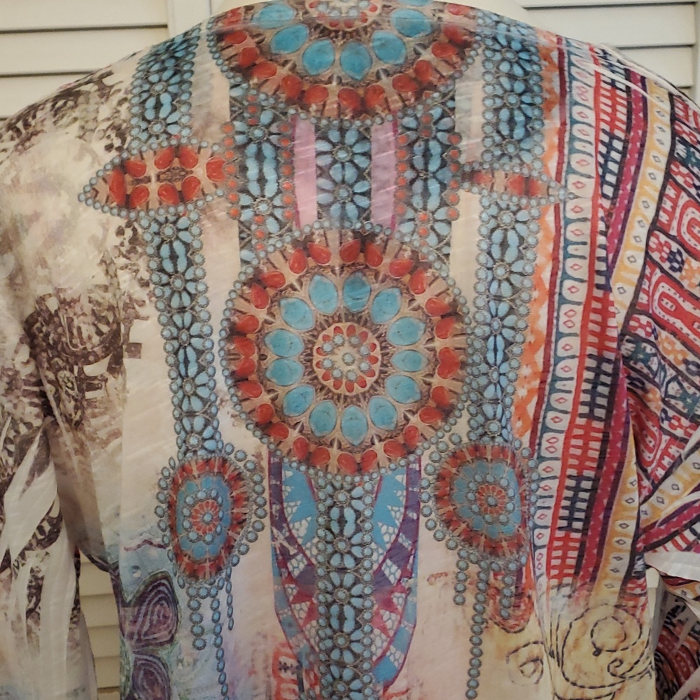 Jess & Jane Embellished Southwestern Top, Size Large - Picture 5 of 7